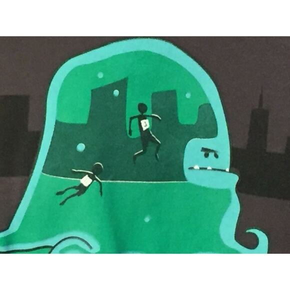 Shirt Woot Humor Run Road Race Wave Monster Chase Slime Eats Runner Work Out 3X - Picture 5 of 6